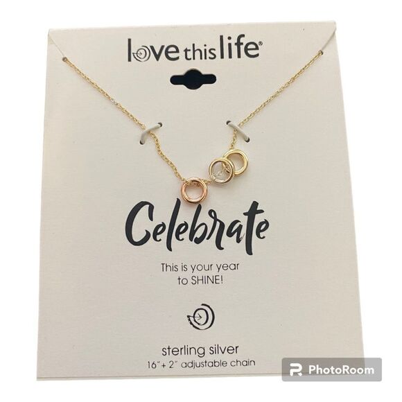 Love this Life "Celebrate" Sterling Silver Necklace - Picture 1 of 2